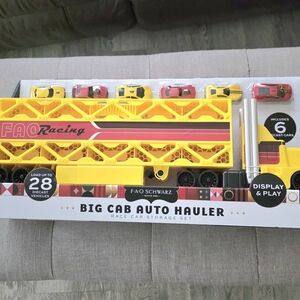 FAO Schwarz Yellow and Red Auto Hauler Set